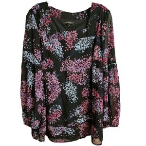 Lane Bryant Square Neckline floral blouse size 14